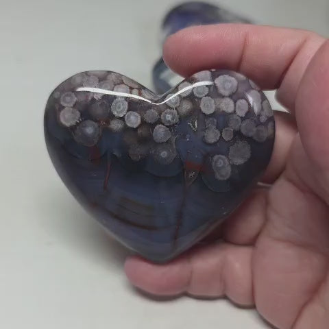Blue Flower Agate Heart – Polished Crystal