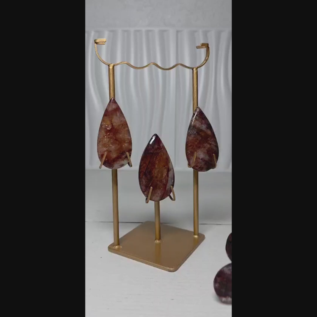 Fire Quartz Crystal Cloud Sculpture with Raindrops