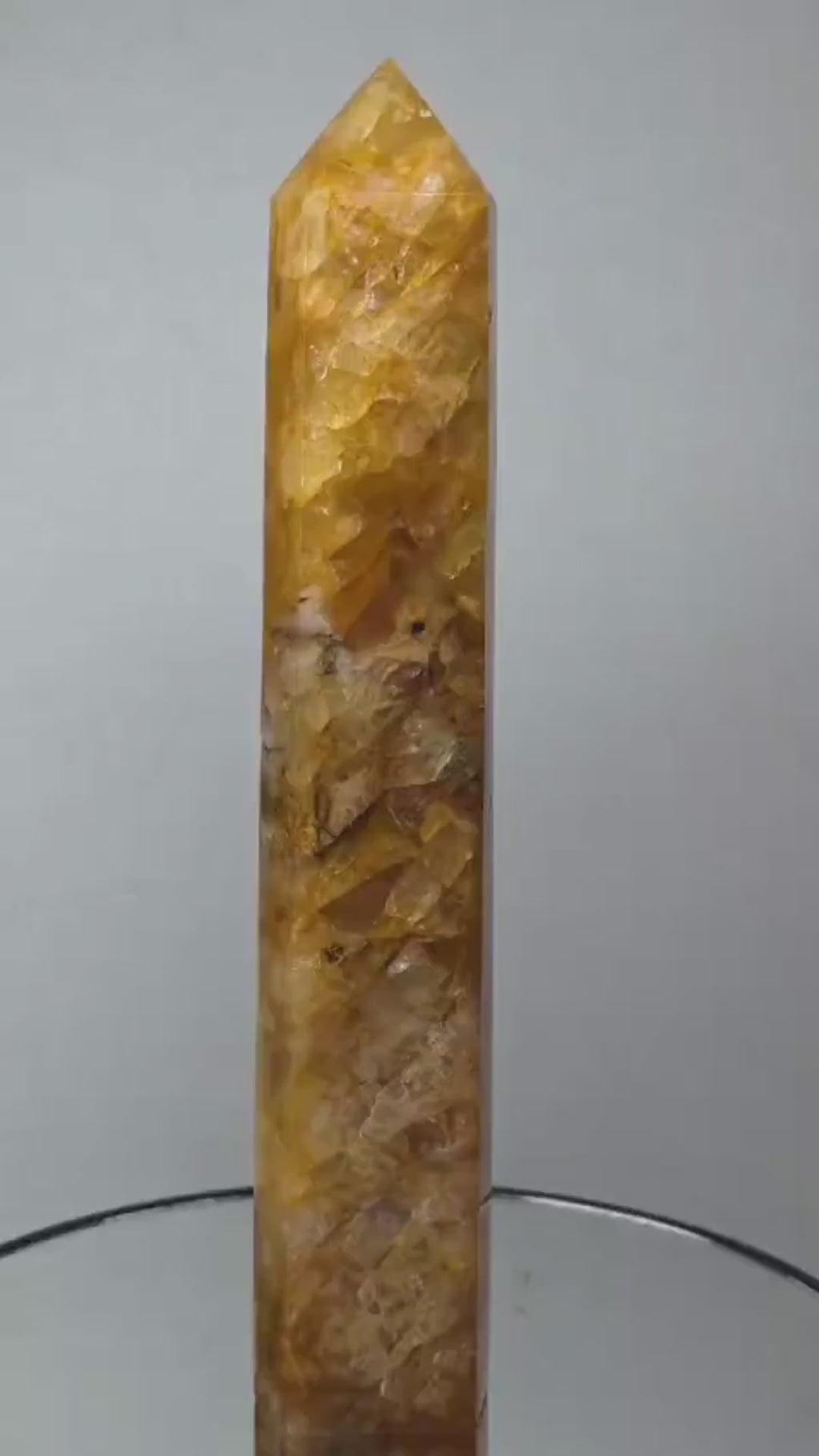 Golden Healer Quartz Tower – Rainbow Flash Crystal Point 9.5"