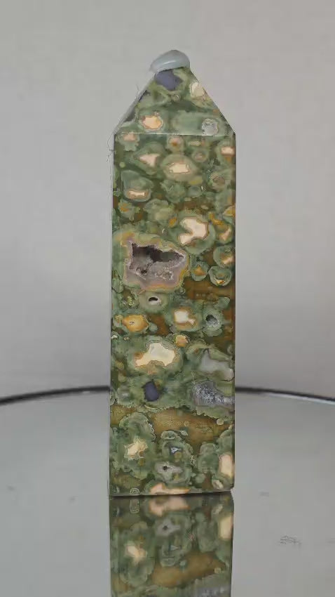 Rainforest Jasper Tower Druzy 4"