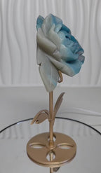 Natural Trolleite Rose Carving on Gold Flower Stand