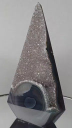 Large Druzy Agate Tower, Smoky Obelisk Crystal, Luxury Decor