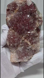 Pink Amethyst Crystal Cluster Slab on Stand