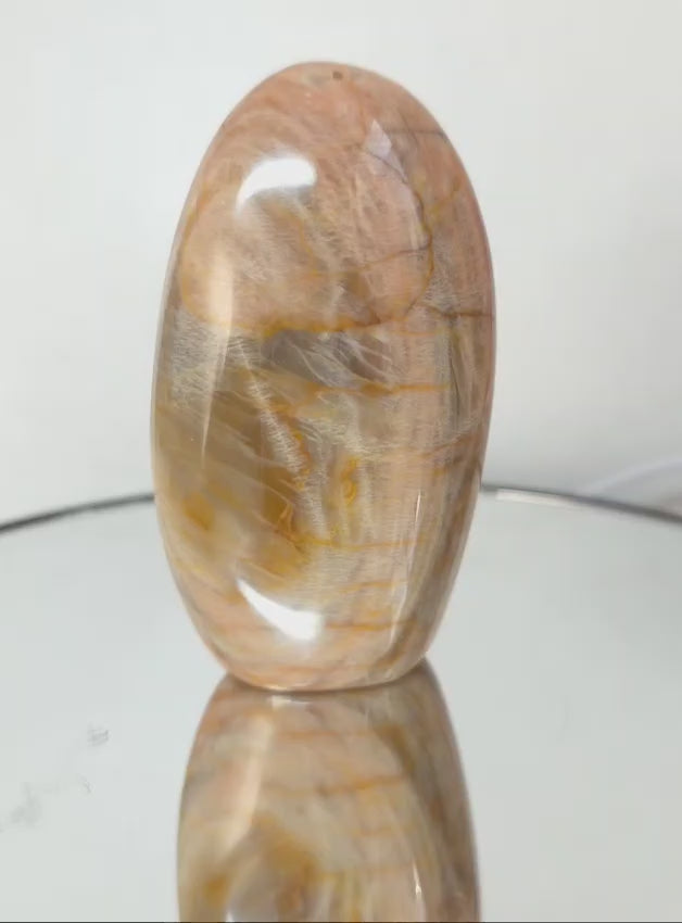 Peach Moonstone Freeform Crystal – Large Polished Healing Stone (~2.5 in)