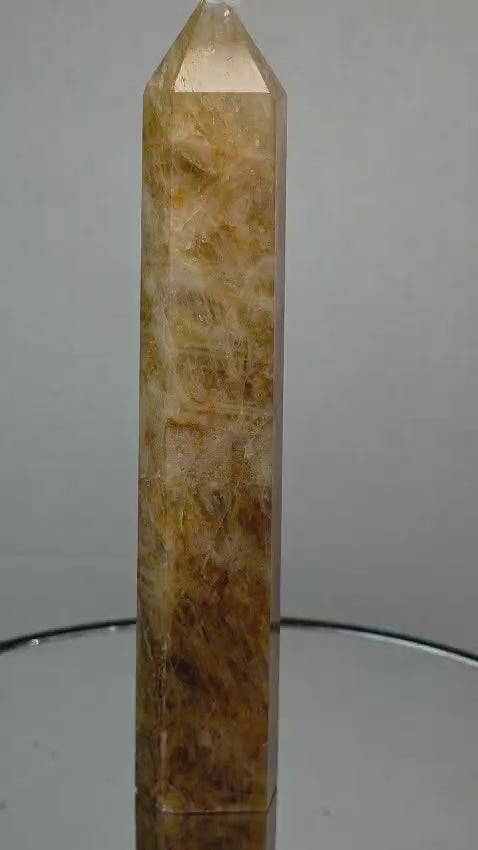 Golden Healer Quartz Tower – Slim 7" Crystal Point