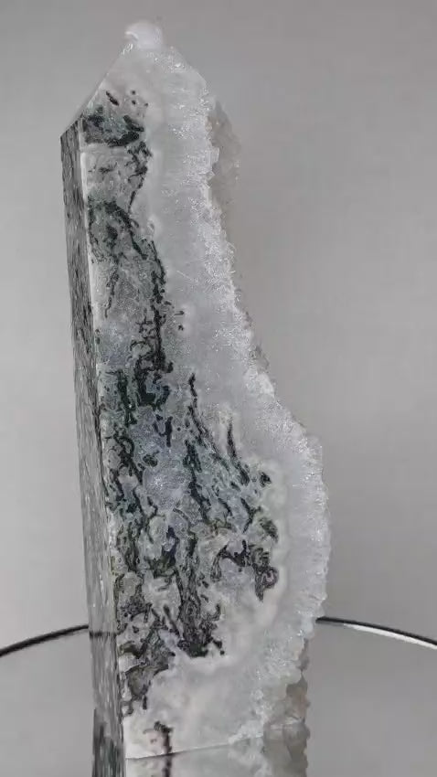 Moss Agate Druzy Geode Tower