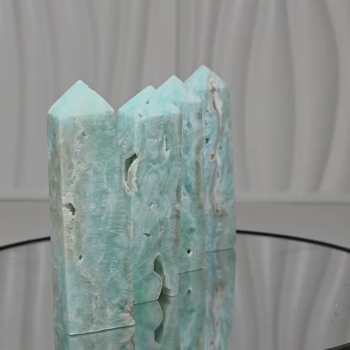 Blue Hemimorphite Crystal Tower – Druzy Aqua Point, 3–4" | Choose Your Piece