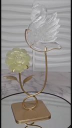 Clear Quartz Swan & Citrine Flower Crystal Set