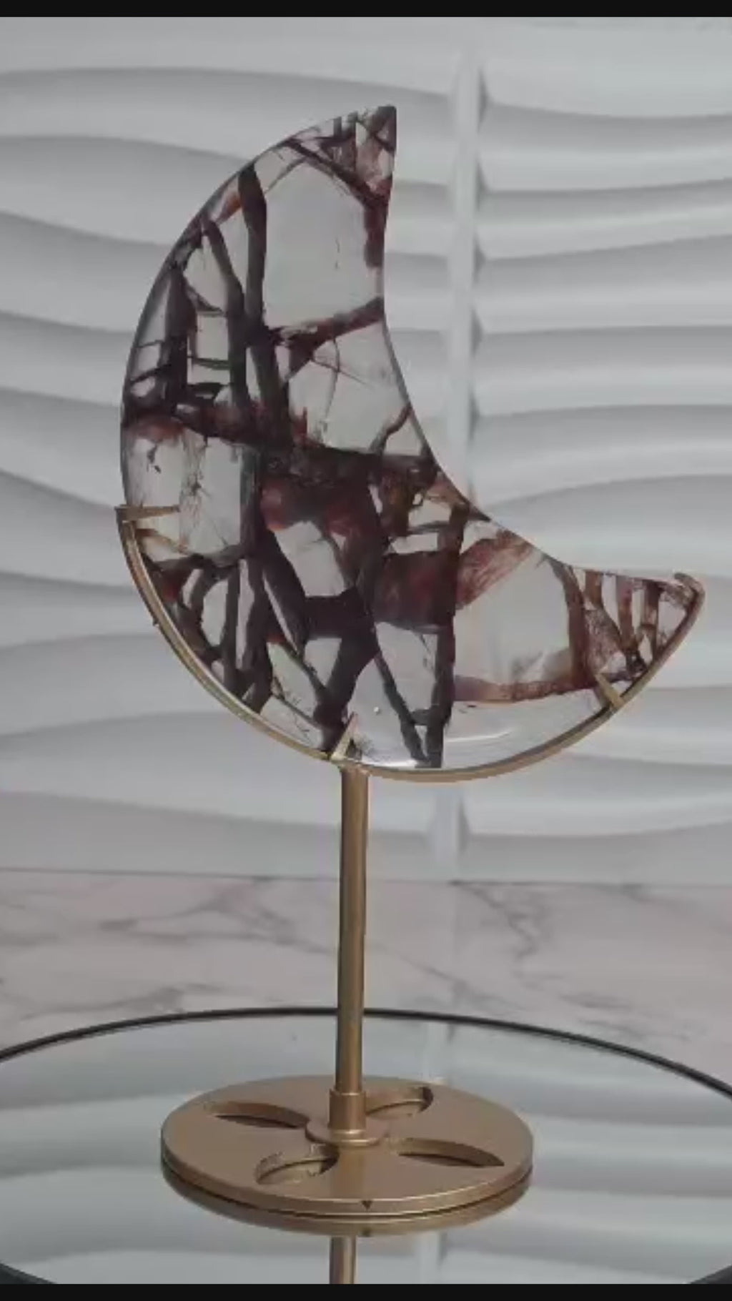 Fire Quartz Moon with Stand