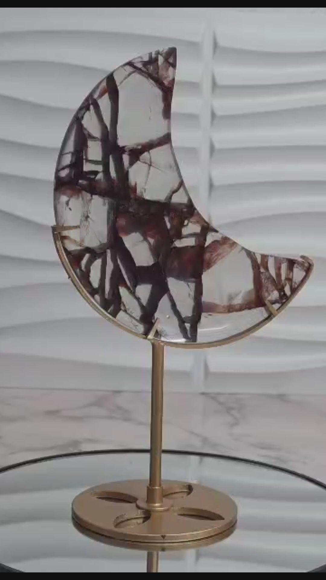 Fire Quartz Moon with Stand