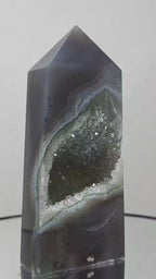 Agate Geode Tower 5" – Druzy Agate Standing Point | Natural Crystal