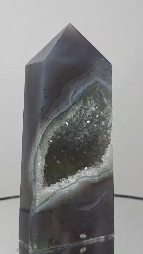 Agate Geode Tower 5" – Druzy Agate Standing Point | Natural Crystal