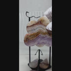 Amethyst Lace Agate Cloud & Raindrops Sculpture on Stand, 11.3"