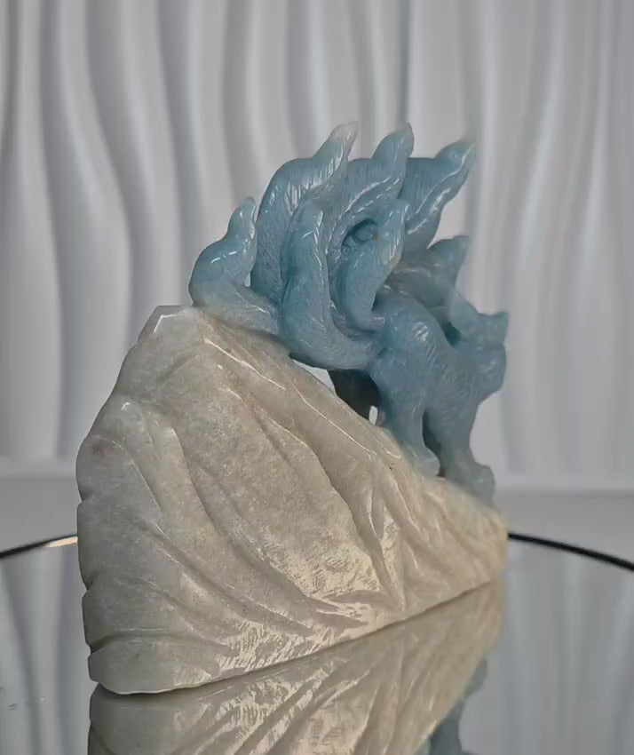 Trolleite Nine Tailed Fox Crystal Carving