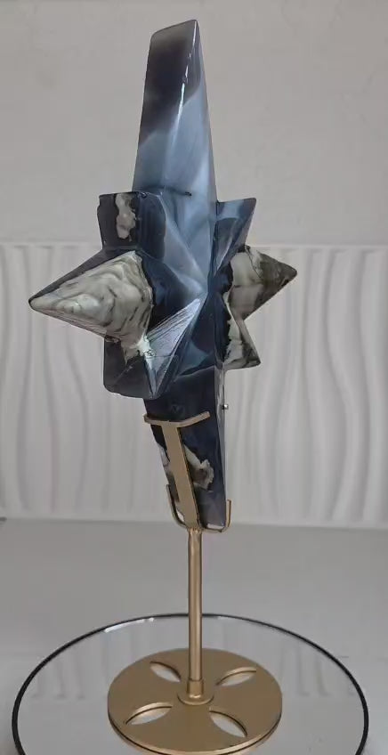Volcano Agate North Star Sculpture | Polaris Star Crystal | UV Reactive Home Decor