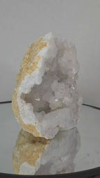 White Quartz Druzy Geode, Sparkling Crystal Cluster, Natural Druzy Mineral Decor