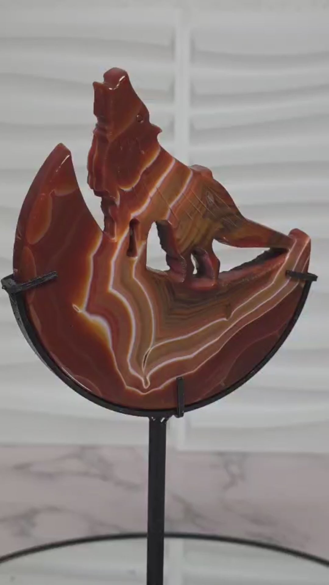Carnelian Wolf Moon Sculpture