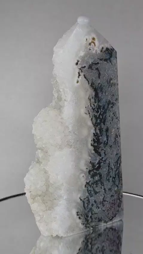 Moss Agate Druzy Geode Tower