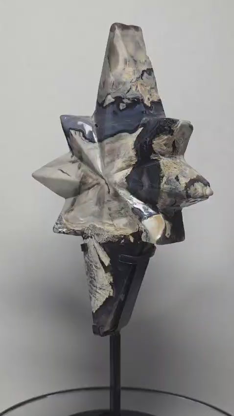 Volcano Agate North Star Crystal Carving on Stand | Landscape Agate Collector Piece