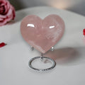 Large Rose Quartz Heart – Puffy Polished Crystal Carving, 3.7" Wide