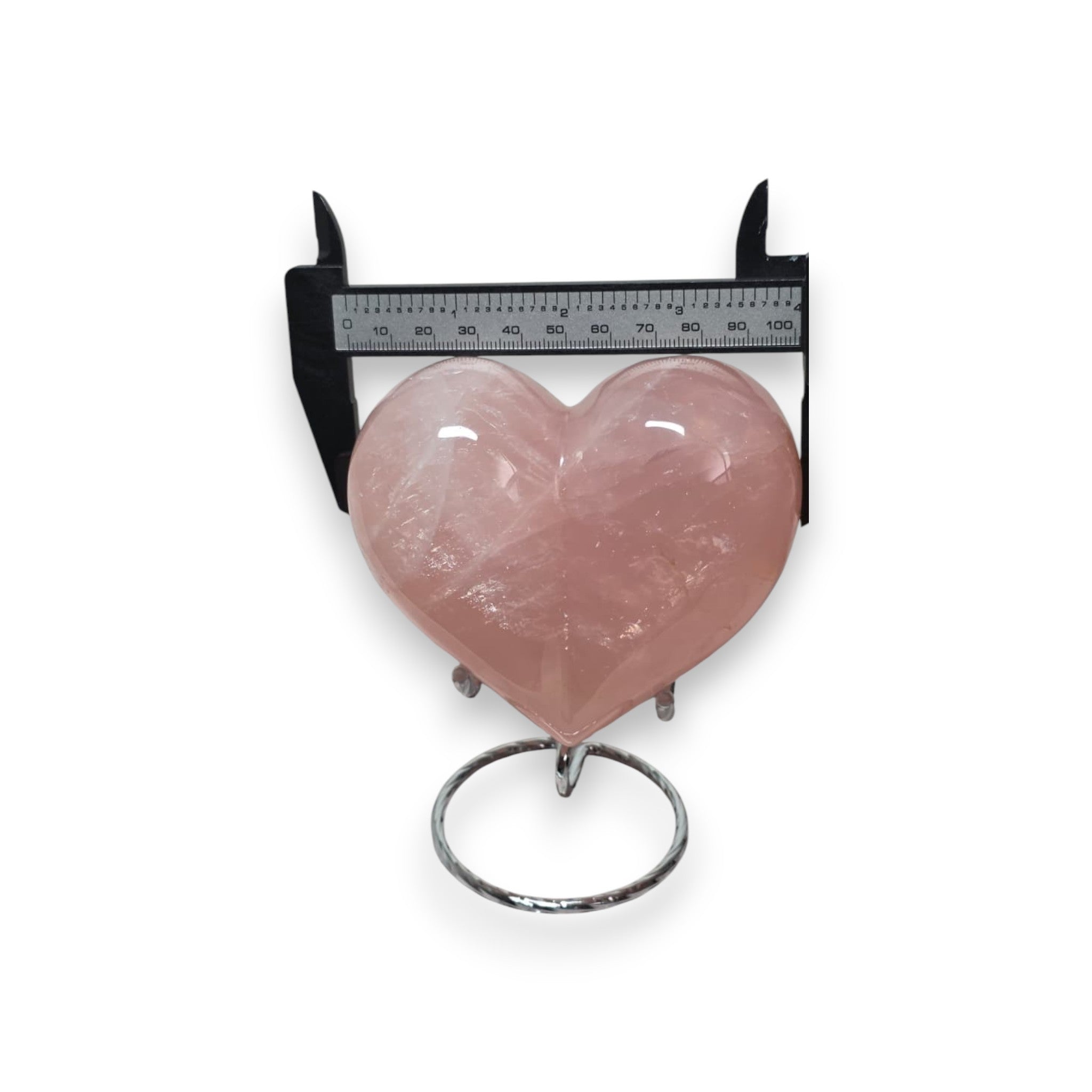 Large Rose Quartz Heart – Puffy Polished Crystal Carving, 3.7" Wide