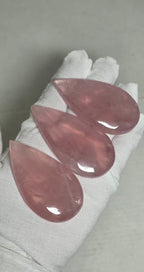 Rose quartz teardrop crystal drops on cloth padding