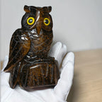 Tiger's Eye Owl Carving 4"