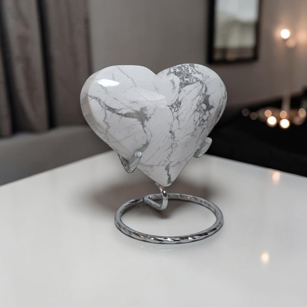 White Howlite Heart Crystal – 3.5"