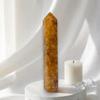 Golden Healer Quartz Tower – Rainbow Flash Crystal Point 9.5"