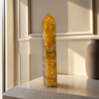 Golden Healer Quartz Tower – Rainbow Flash Crystal Point 9.5"